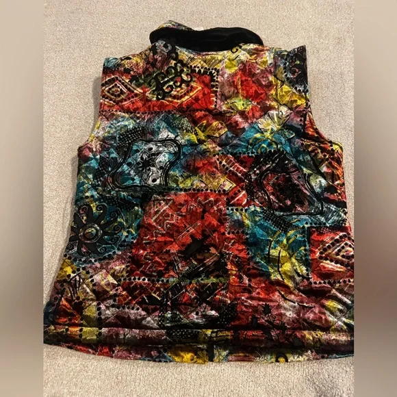 Coldwater Creek Quilted Patchwork Vest Multicolor Zip Front NWT Small - Picture 3 of 3